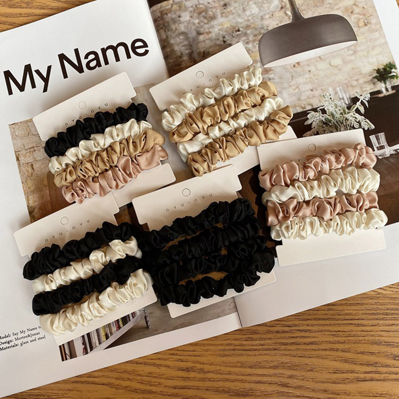 Hair Tie Velvet - 4 pçs/set cetim de seda scrunchies