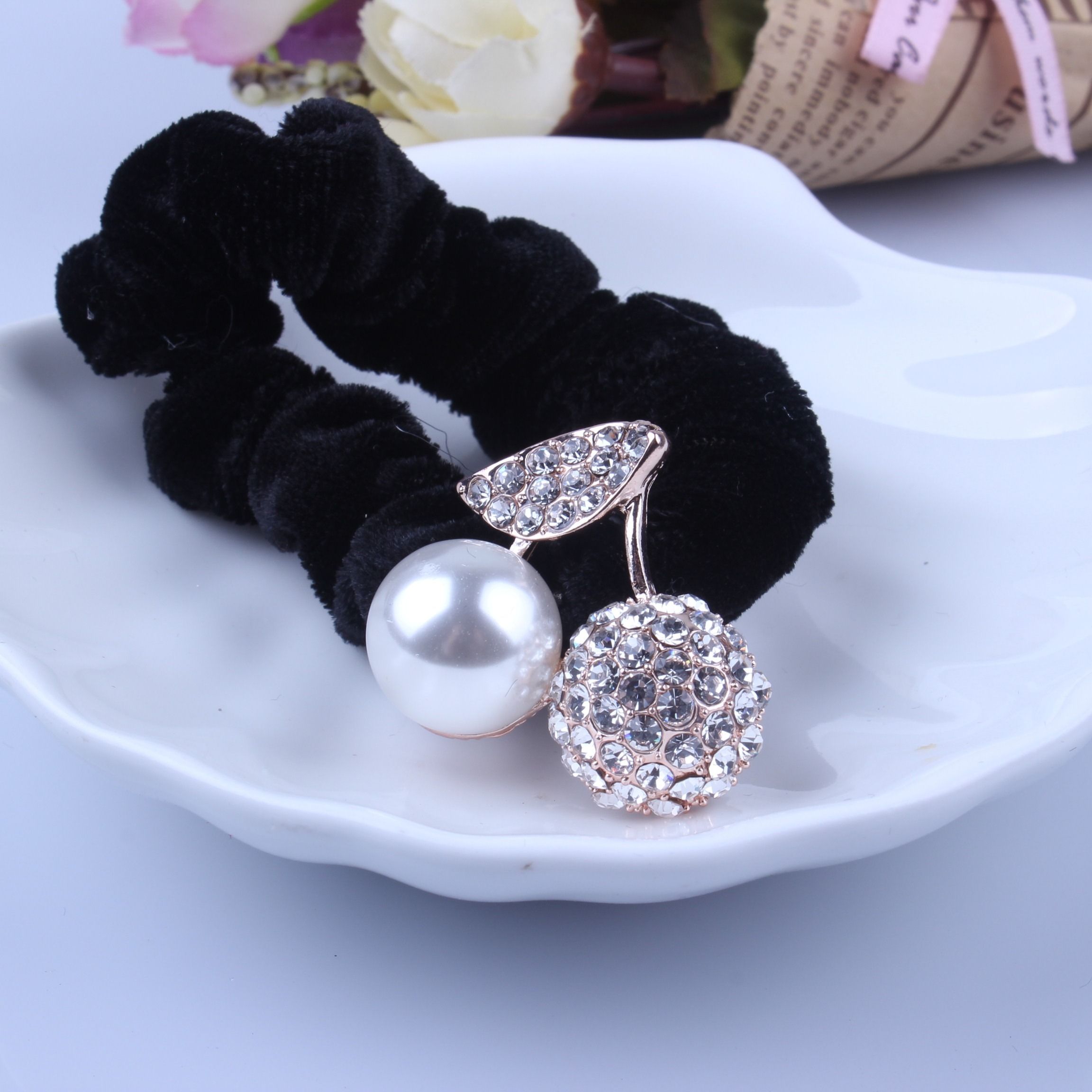 1 PC Elástico de Cabelo Preto  - Hair Tie Velvet avaliação e preço