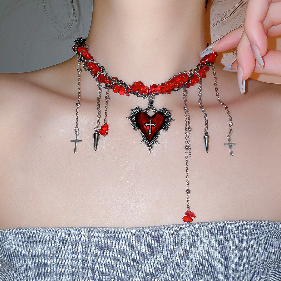 Goth vintage y2k vermelho escu - Women'S Emo Accessories avaliação e preço