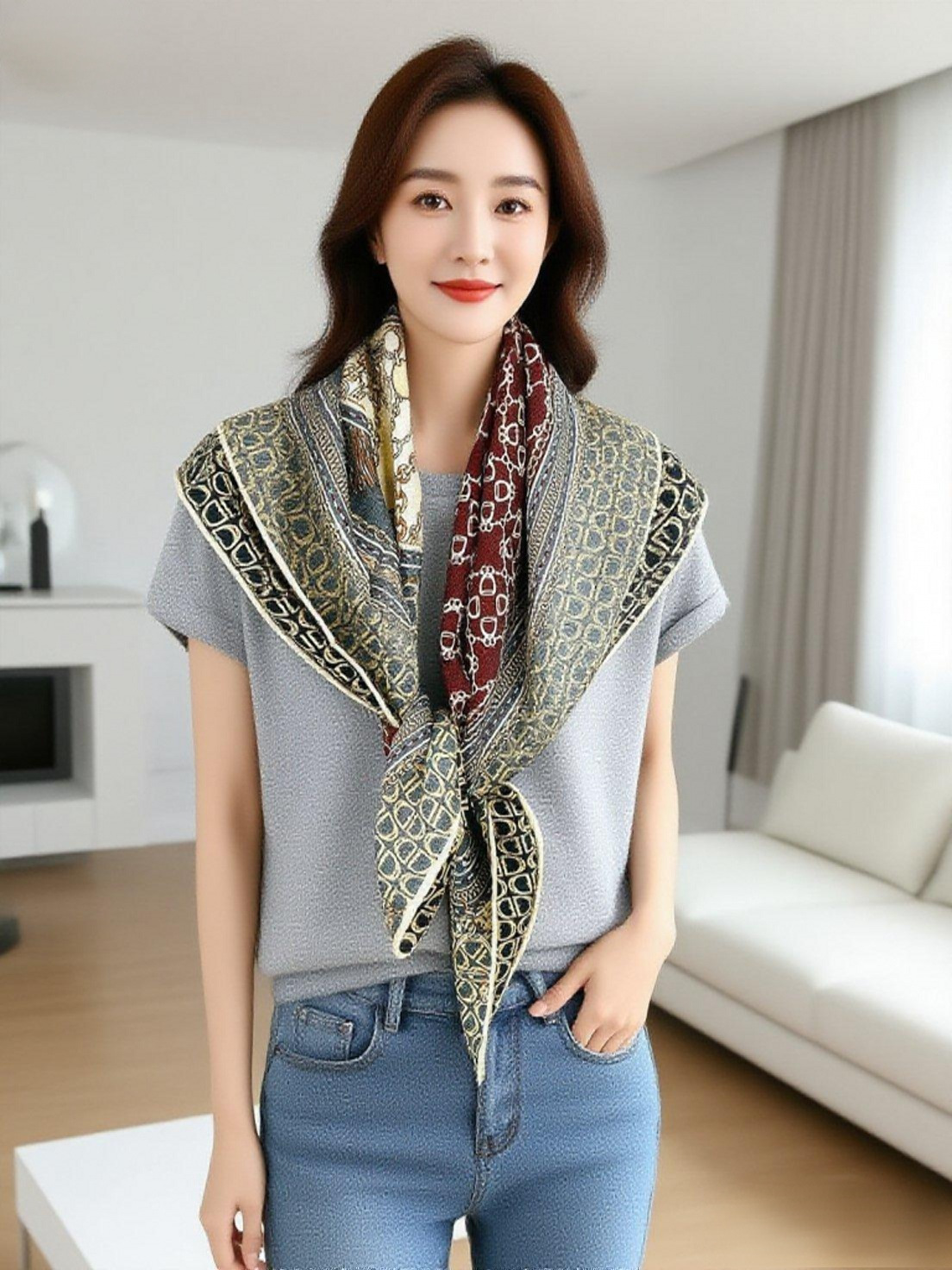 Cachecol de Lã com Estampa Dup - Accessories Brand For Women avaliação e preço
